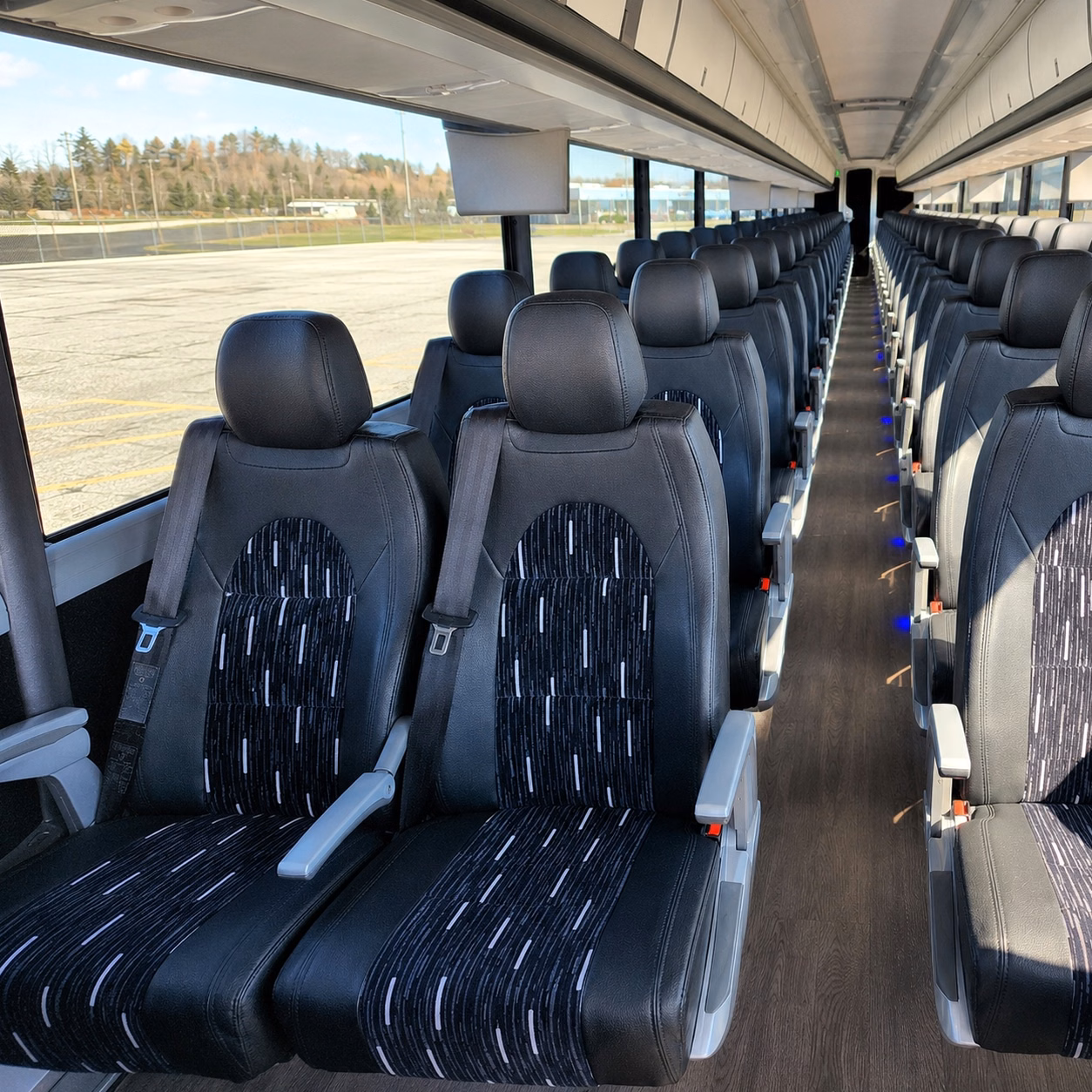 columbia charter bus rental interior